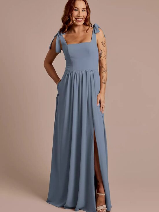 Db Studio Dresses & Skirts - Blue Tie-Strap Maxi Dress with Flowy Skirt